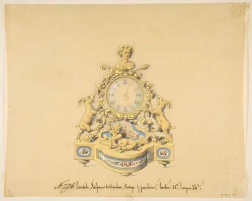 Design for a Clock: Birth of Bacchus by anonymous, drawing, 1800-1899