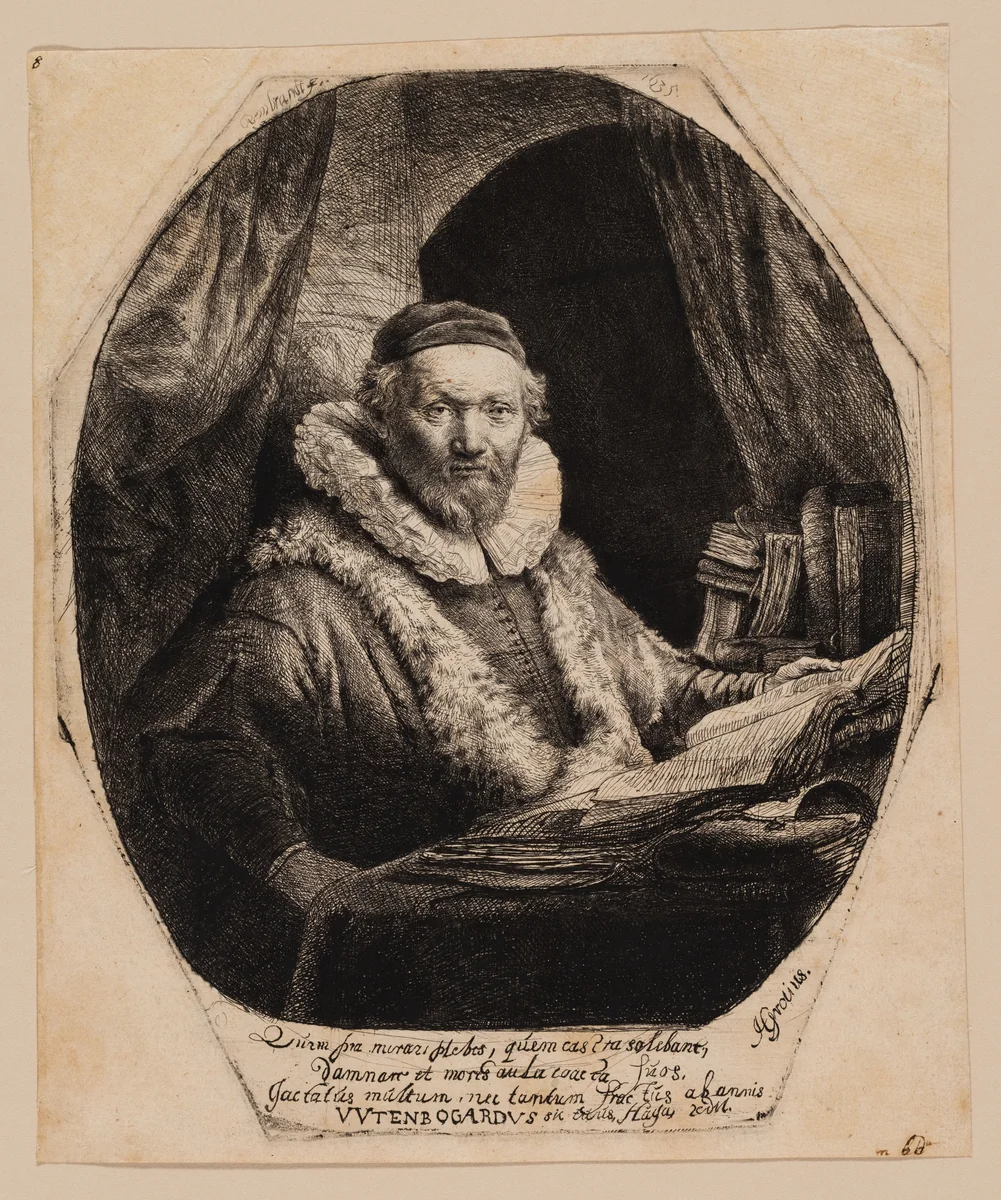 Jan Uytenbogaert, Preacher of the Remonstrants by Rembrandt van Rijn, print, 1635
