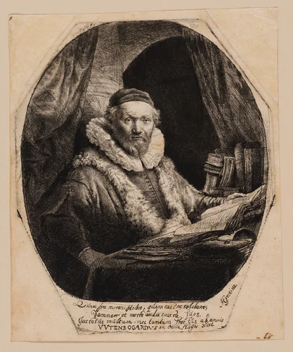 Jan Uytenbogaert, Preacher of the Remonstrants by Rembrandt van Rijn, print, 1635