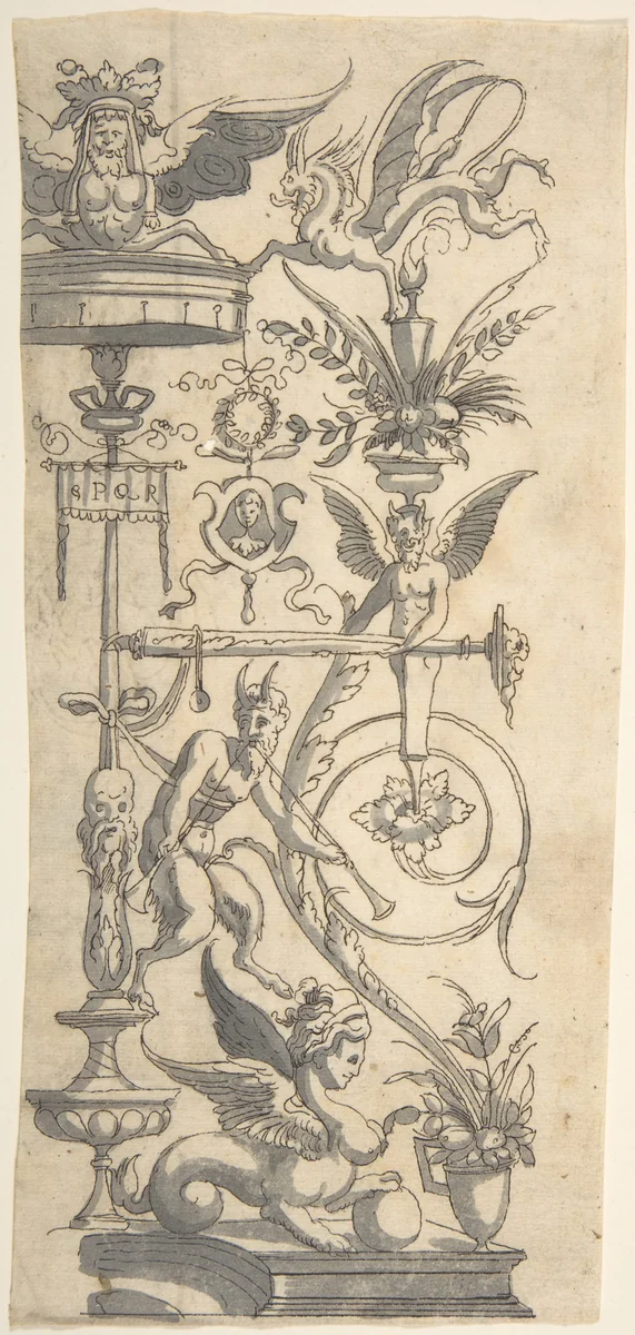 Album or Scrapbook with Grotesque Designs Copied after Prints by anonymous, book, 1540-1570
