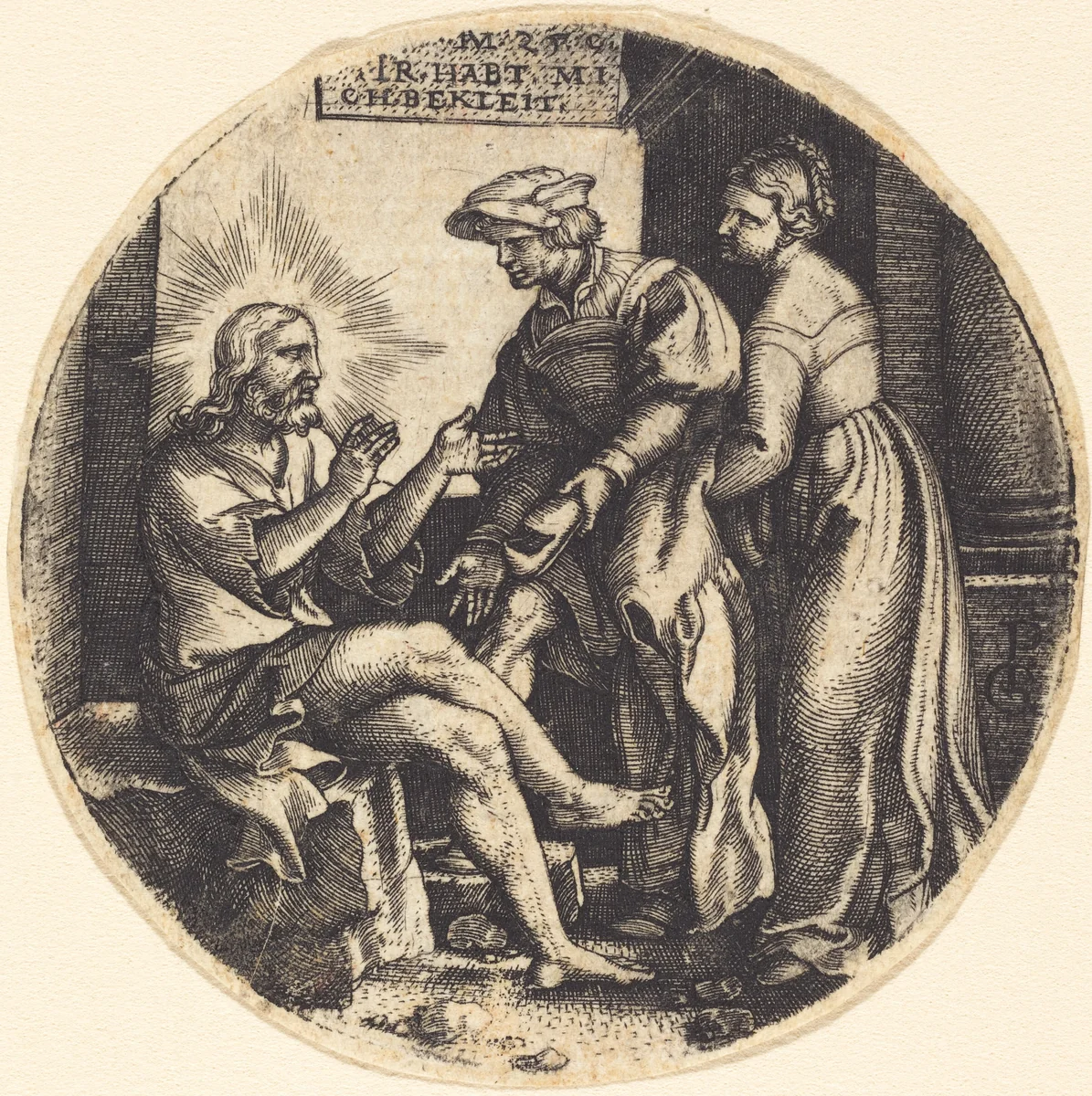 To Clothe the Naked by Georg Pencz, print, 1500-1550