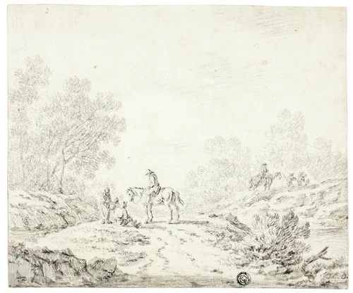 Travellers in a Landscape by Johann Christophe Dietzsch, drawing, 1642-1769