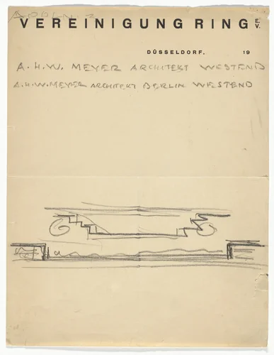 Der Ring Vereinigung letterhead (With sketch by Meyer) by Adolf Meyer, design, 1930