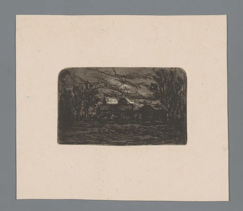 Gezicht op de Rode Poort in Antwerpen by Willem Linnig, print, 1852-1890