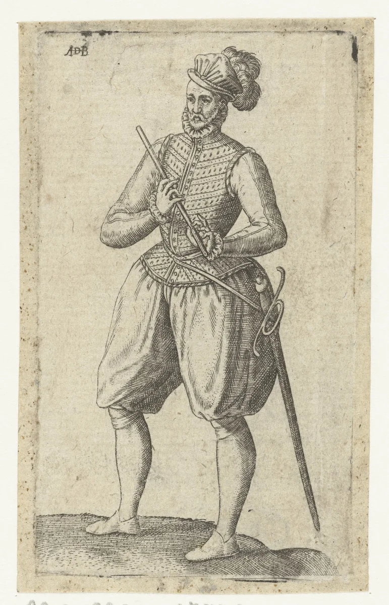 Soldaat-fluitist by Unknown, print, 1550-1587