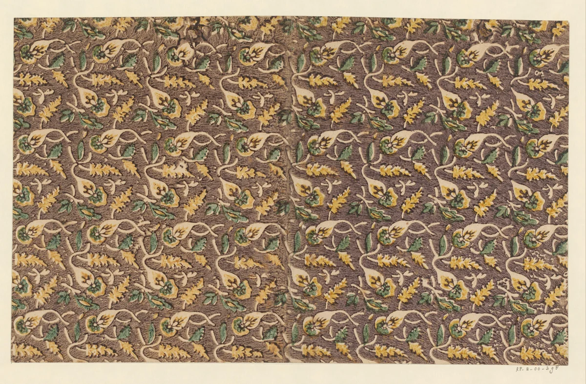 Blad met strooipatroon van uitgespaard bladmotief by anonymous, print, 1700-1850