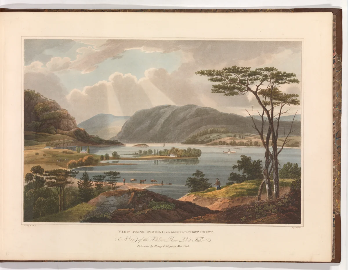 View from Fishkill Looking To West-Point (No. 15 of The Hudson River Portfolio) by John Rubens Smith, print, 1825