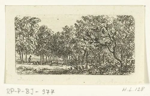 Bosgezicht met herder en vee by Ernst Willem Jan Bagelaar, print, 1798-1837