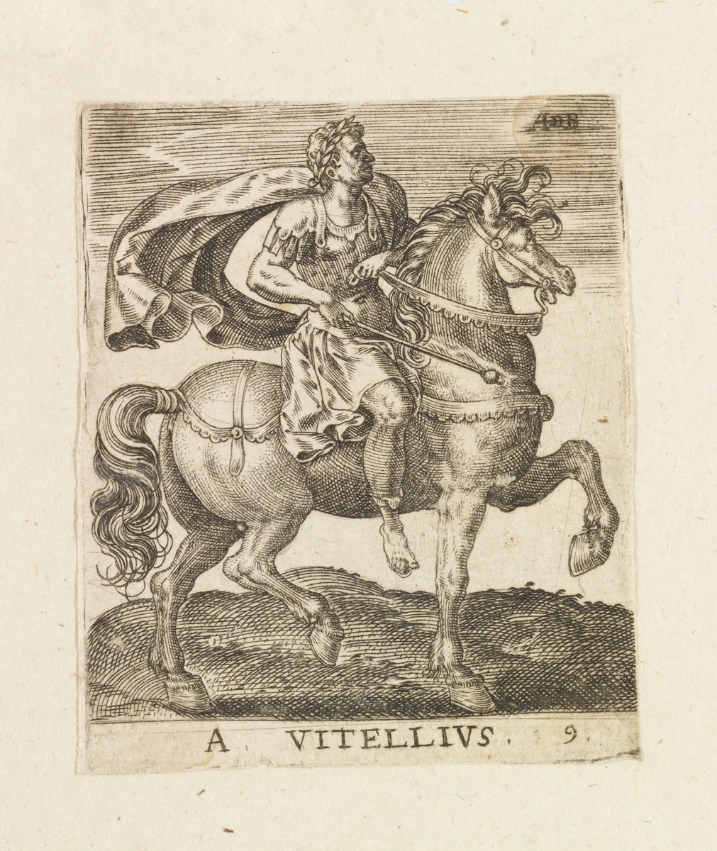 A Vitellius, from "Twelve Caesars on Horseback" by Abraham de Bruyn, print, 1560-1592