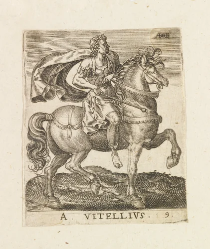 A Vitellius, from "Twelve Caesars on Horseback" by Abraham de Bruyn, print, 1560-1592