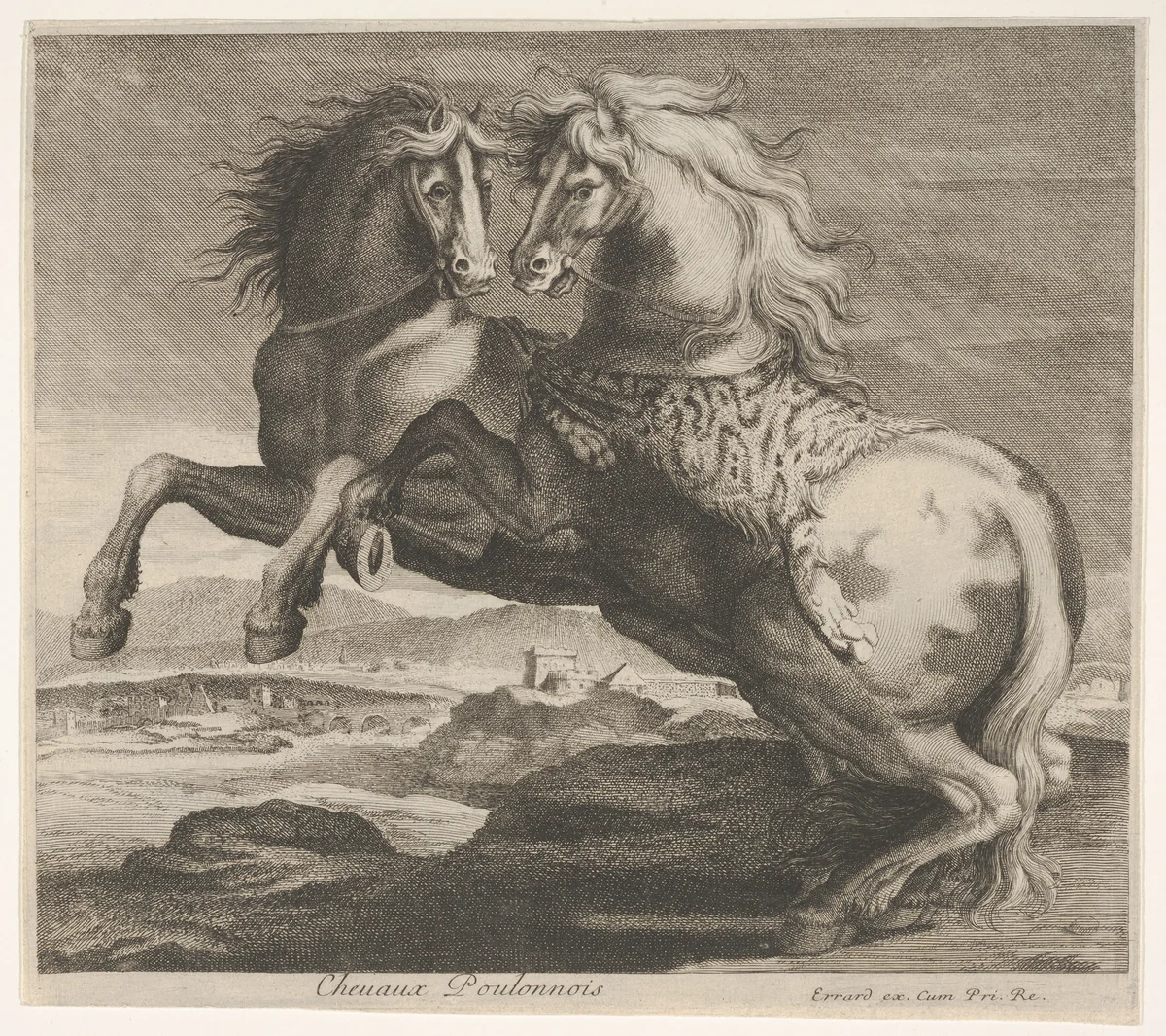 Chevaux Poulonnois by Charles Errard le fils, print, 1606-1689