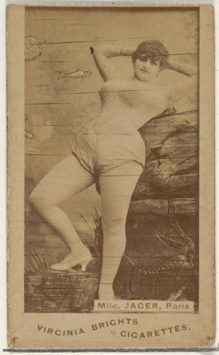 Mlle. Jager, Paris, from the Actors and Actresses series (N45, Type 1) for Virginia Brights Cigarettes by Allen & Ginter, photograph, 1885-1891