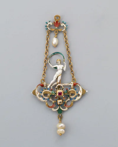Pendant with Figure of Fortune by Northern European, metalwork, 1850-1899