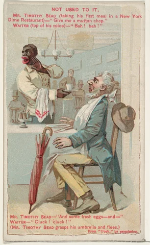 Not Used To It, from the Snapshots from "Puck" series (N128) issued by Duke Sons & Co. to promote Honest Long Cut Tobacco by W. Duke, Sons & Co., print, 1888