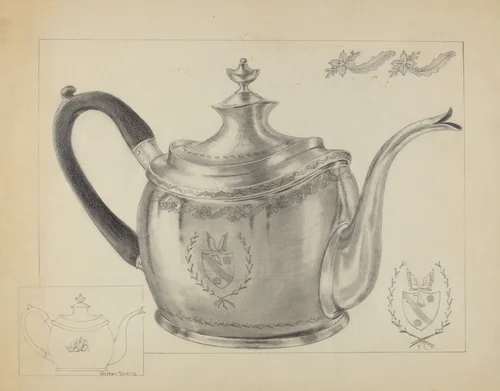 Silver Teapot by Hester Duany, index of american design, 1935
