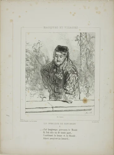 Les Invalides du Sentiment: - "J'ai longtemps parcouru le Monde... by Paul Gavarni, print, 1852