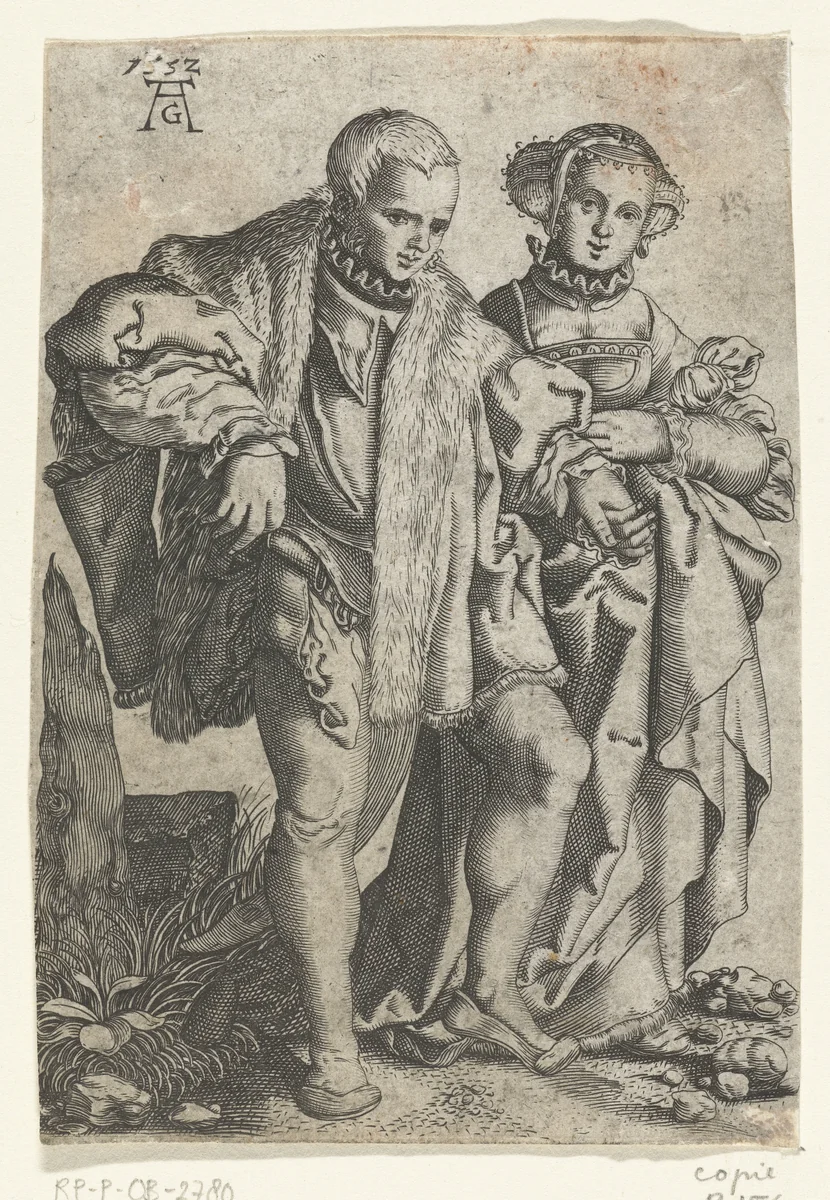 Dansend paar by anonymous, print, 1552-1610