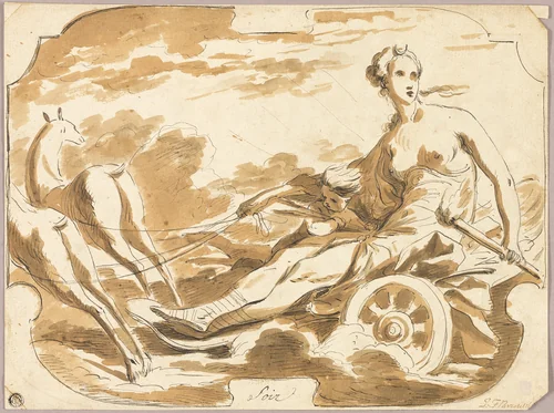 Diana in Her Chariot by Joseph Francois Parrocel, drawing, 1724-1781