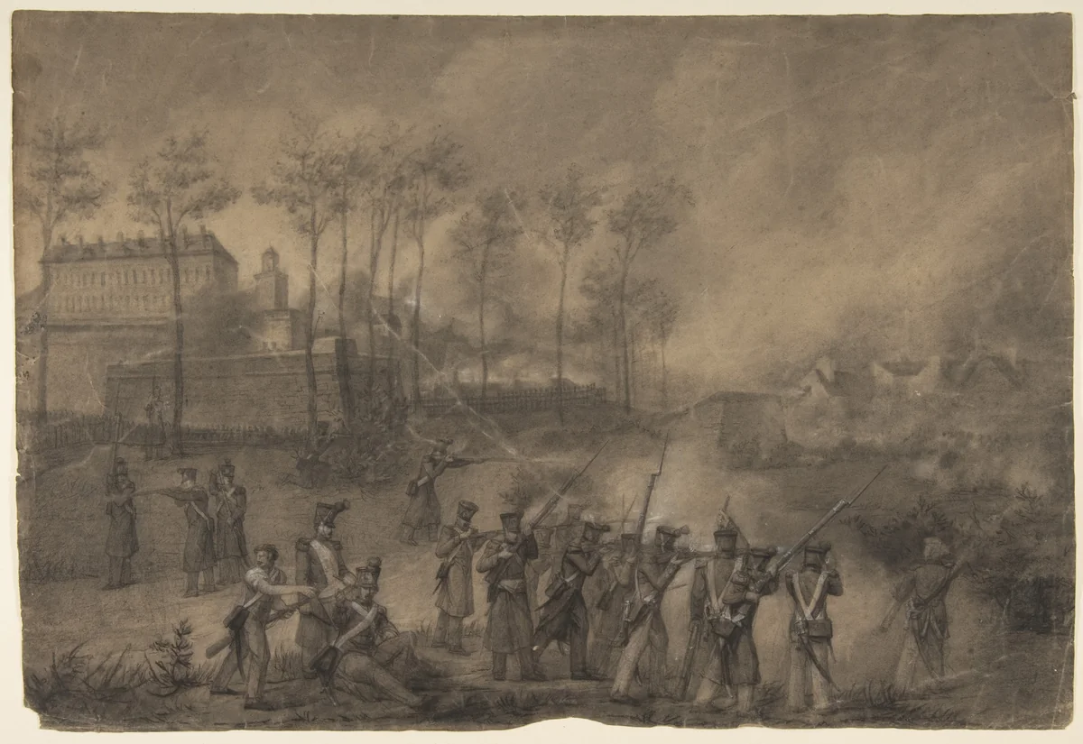 Battle Scene by anonymous, drawing, 1800-1899
