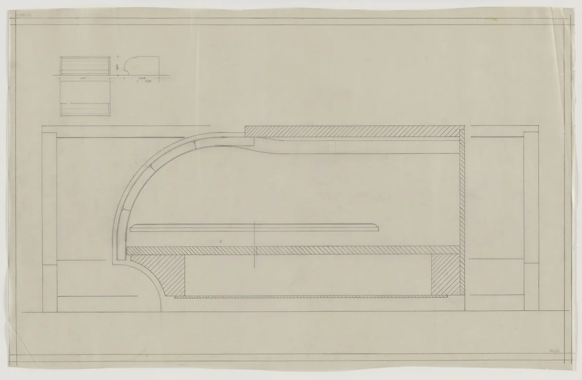 Design for Telefunken Record Player, Elevations, plan, and section by Lilly Reich, mies van der rohe archive, 1937