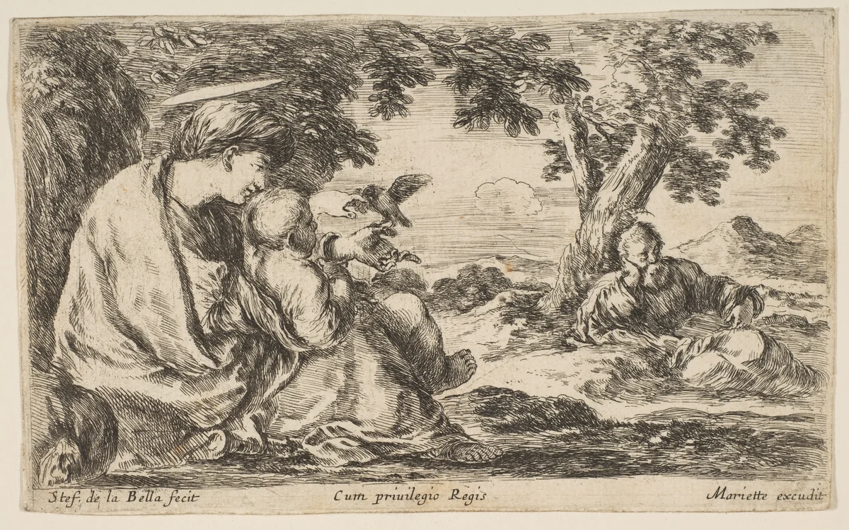 Rest on the Flight into Egypt by Stefano della Bella, print, 1641