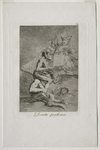 Devout Profession, Plate 70 by Francisco de Goya, print, 1799