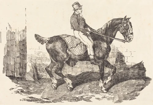 Groom Mounted on a Carriage-Horse (Cheval de carrosse monte par un palfrenier) by Théodore Gericault, print, 1820