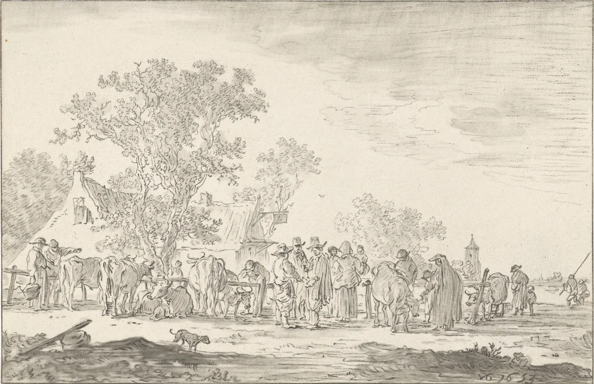 Veemarkt by Cornelis Ploos van Amstel, print, 1767