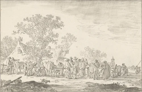Veemarkt by Cornelis Ploos van Amstel, print, 1767