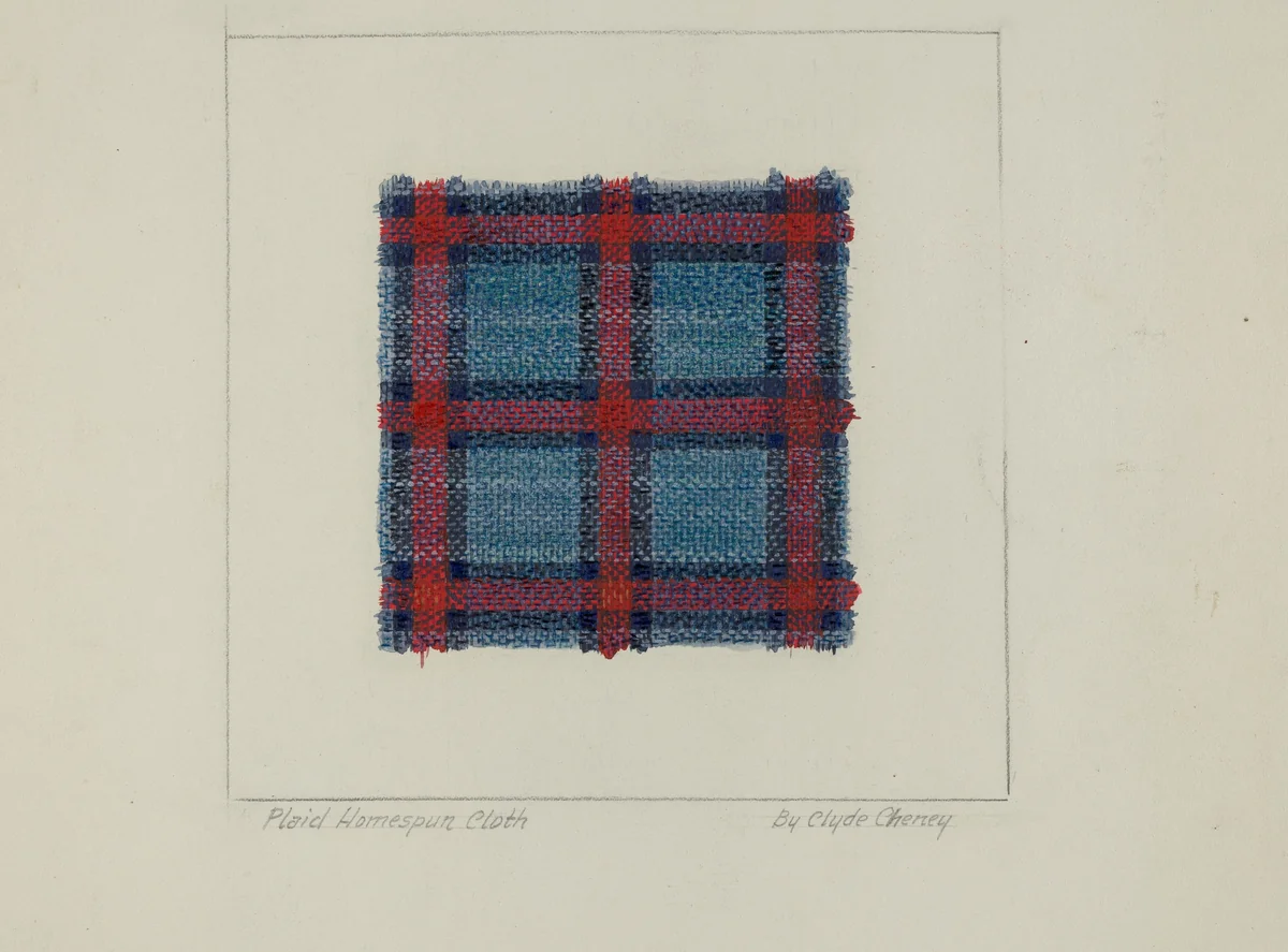 Plaid Homespun Cloth by Clyde L. Cheney, index of american design, 1937