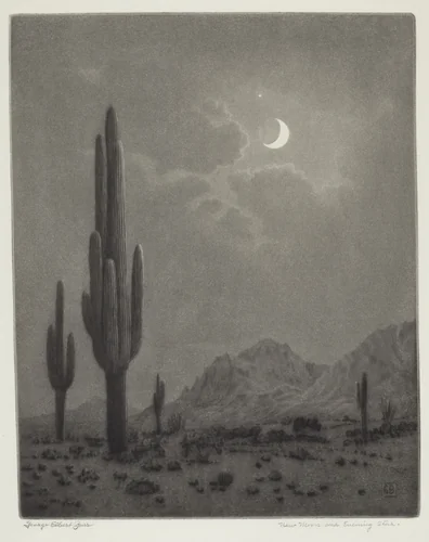 New Moon and Evening Star by George Elbert Burr, print, 1932