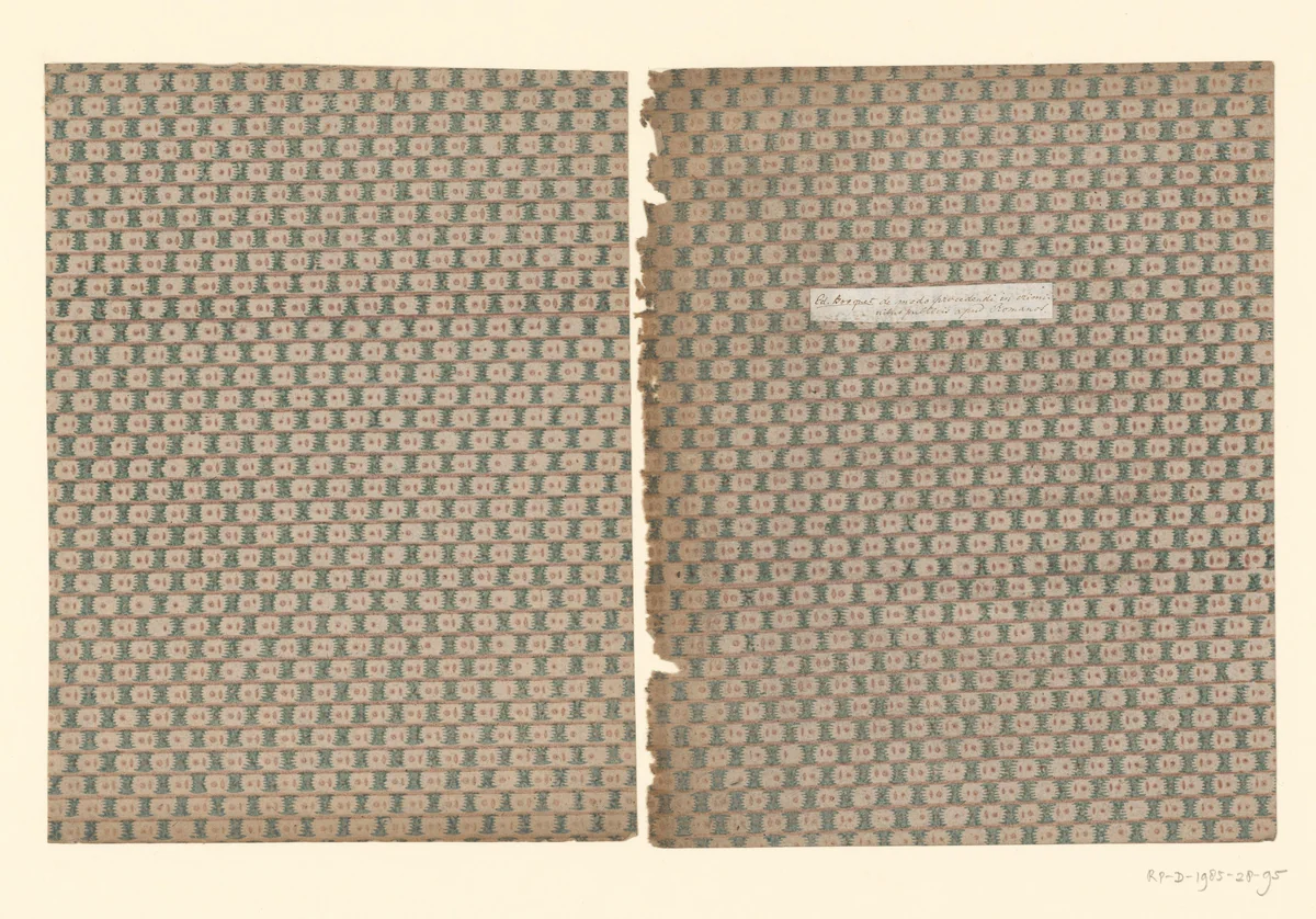 Twee bladen met horizontaal banenpatroon by anonymous, other, 1750-1900