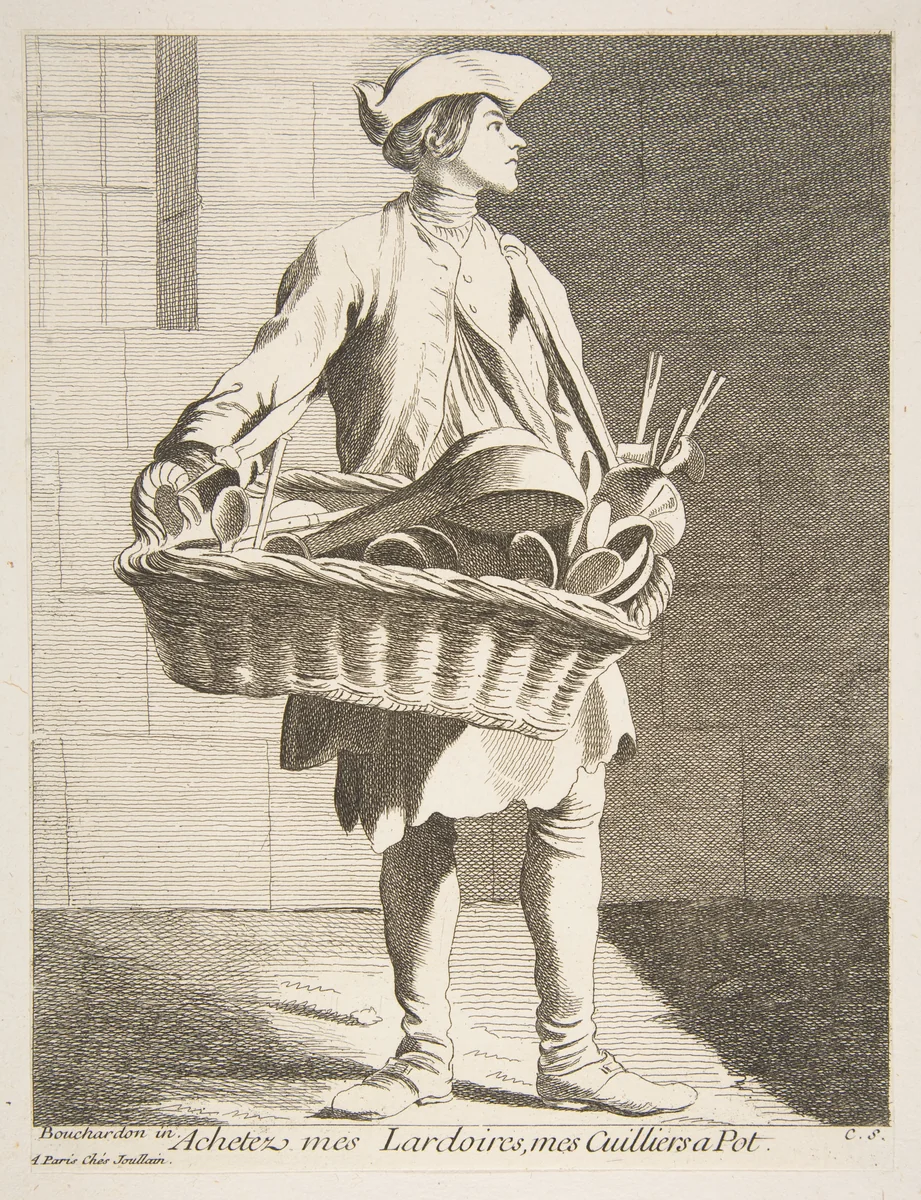 Cookware Peddler by Anne Claude Philippe de Tubières, print, 1746