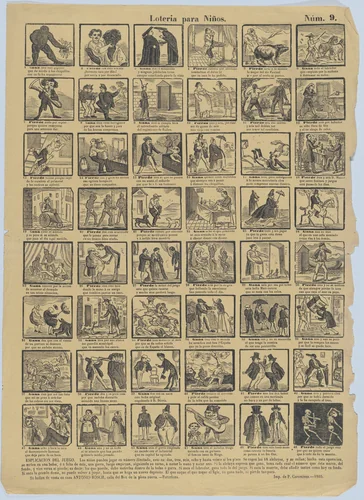 A game for children with 48 scenes by Antonio Bosch, print, 1865