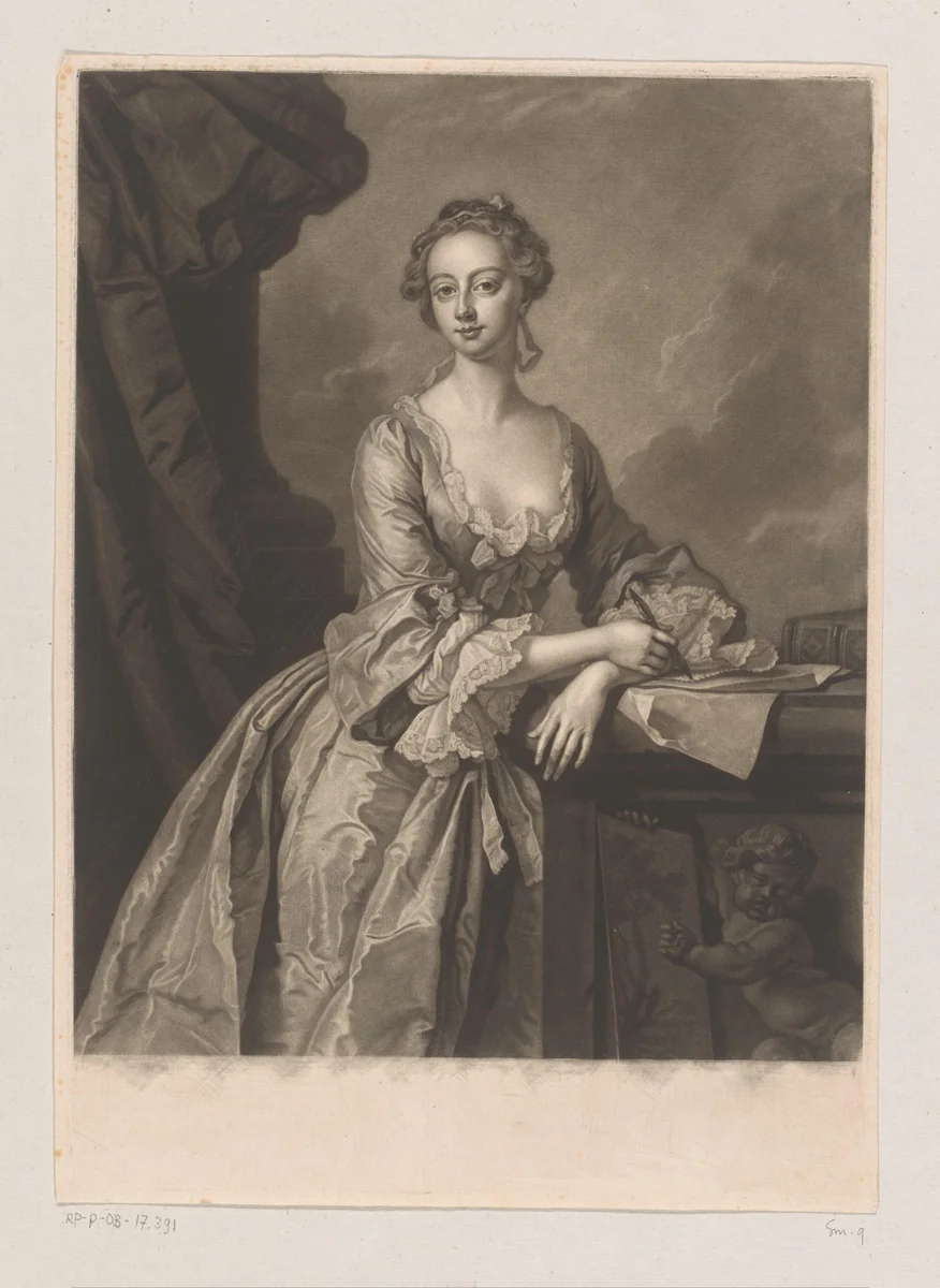 Portret van Mary Howard by John Faber, print, 1726-1756