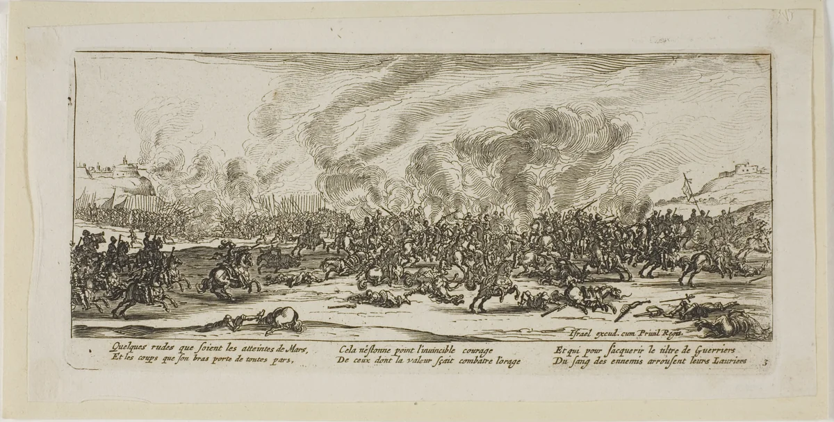 The Battle, plate three from The Large Miseries of War by Gerrit Lucasz van Schagen, print, 1612-1635