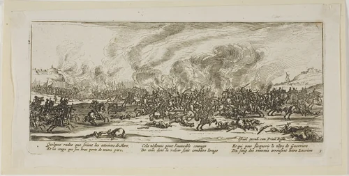 The Battle, plate three from The Large Miseries of War by Gerrit Lucasz van Schagen, print, 1612-1635