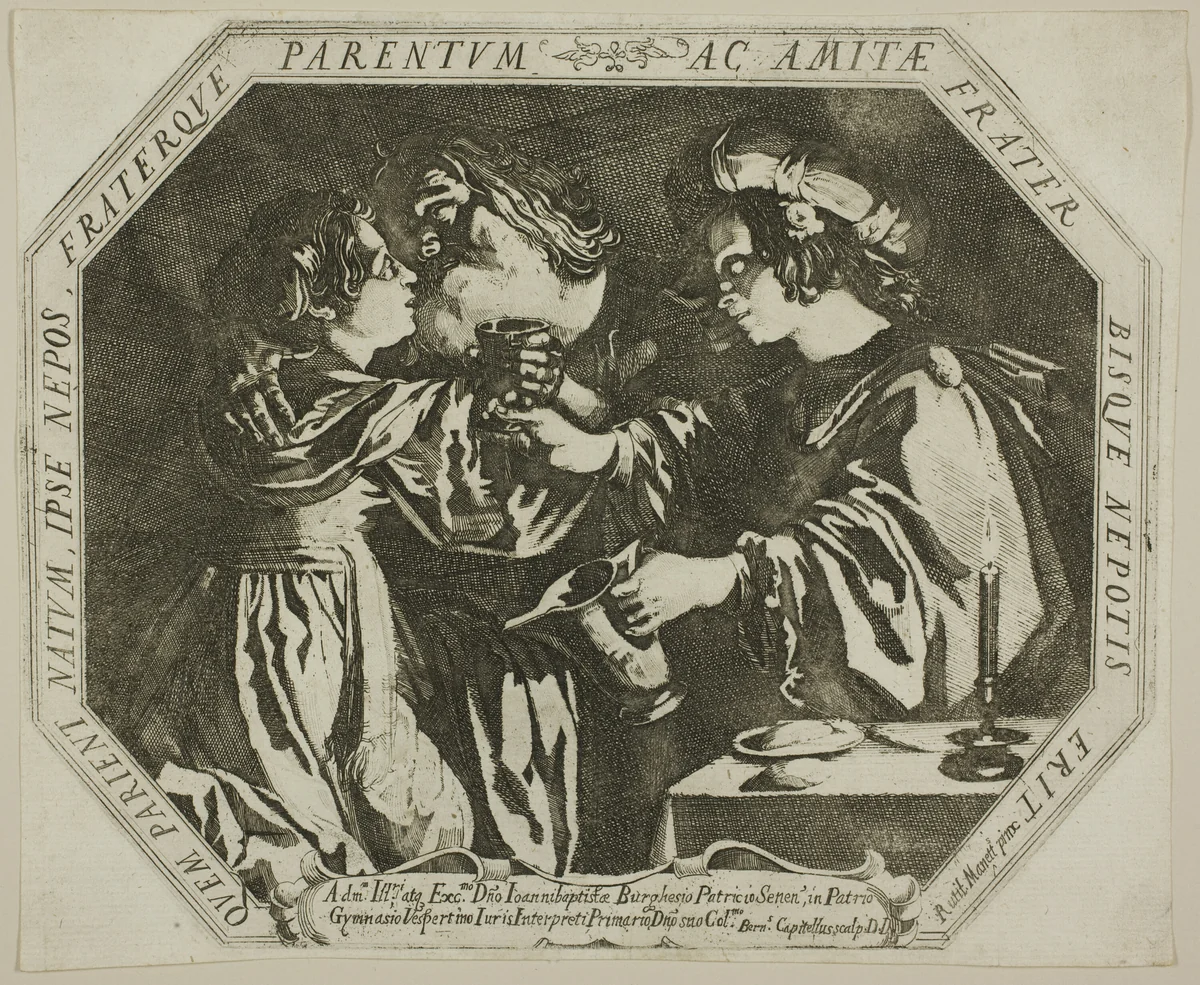 Lot and His Daughters by Bernardino Capitelli Rutilio Manetti, print, 1620-1630