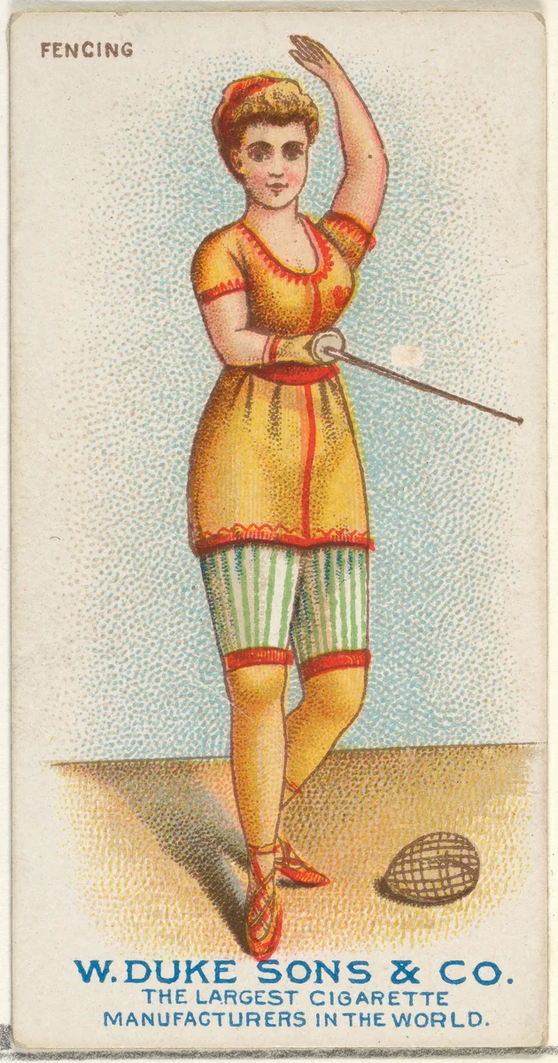 Fencing, from the Gymnastic Exercises series (N77) for Duke brand cigarettes by W. Duke, Sons & Co., print, 1887