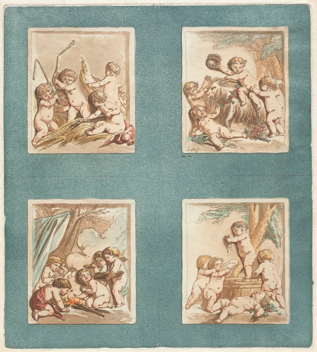 The Four Seasons by Alexandre Briceau; Jean-Baptiste Hüet, print, 1780-1788