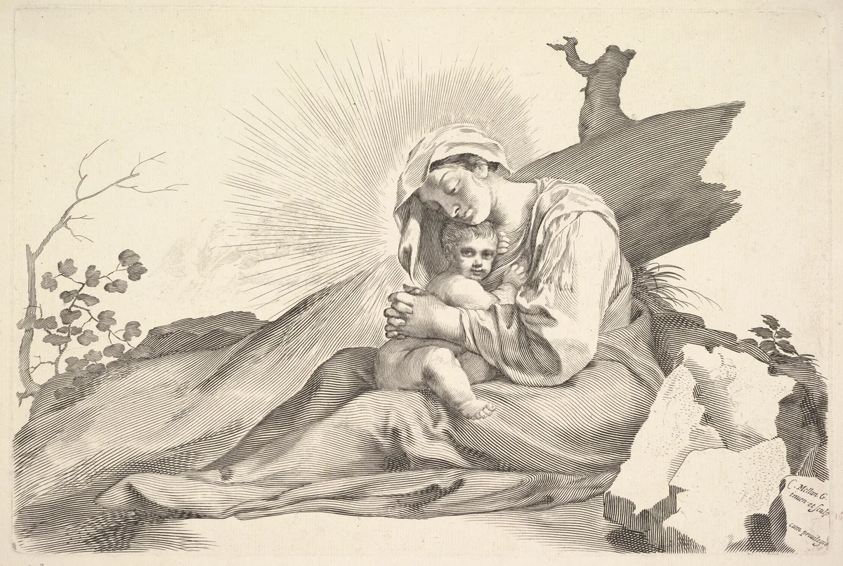 Virgin and Child by Claude Mellan, print, 1600-1688