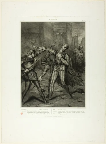 Villain, Thou Diest, plate ten from Othello by Théodore Chassériau, print, 1844