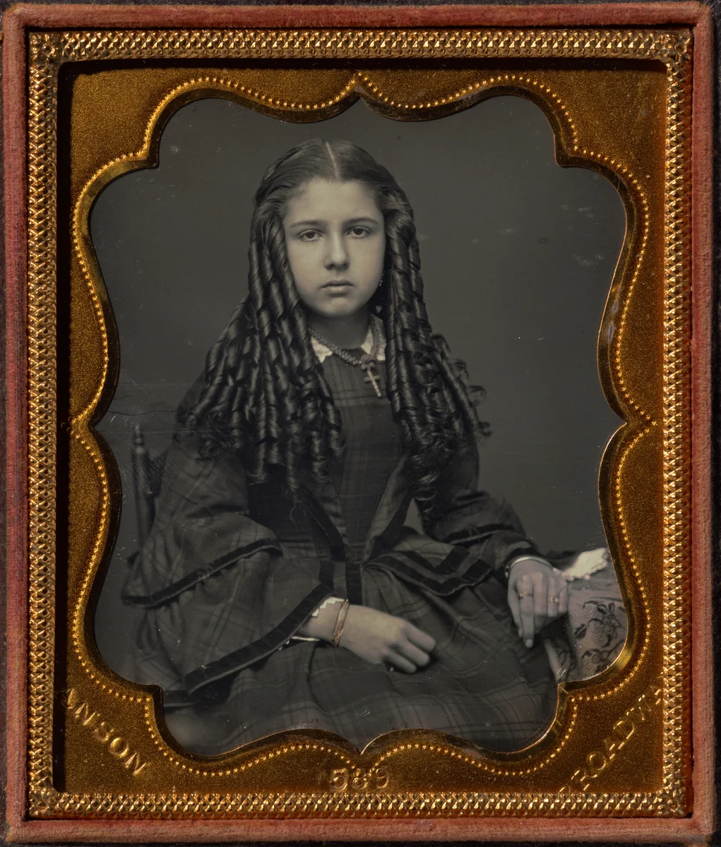 Teenage girl with bottle curls by Rufus Anson, photograph, 1850-1865