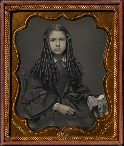Teenage girl with bottle curls by Rufus Anson, photograph, 1850-1865