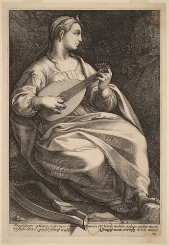 Terpsichore by Hendrick Goltzius, print, 1592