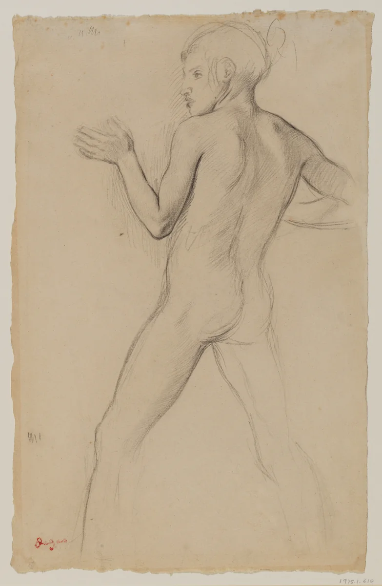 Youth in an Attitude of Defense by Edgar Degas, drawing, 1859-1860