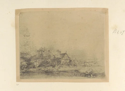 Landschap met drinkende koe by Rembrandt van Rijn, book, 1648-1652