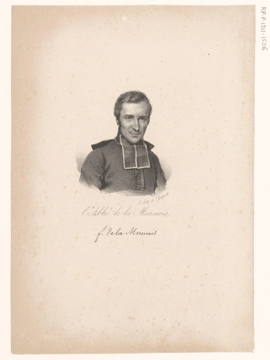 Portret van Hugues-Félicité Robert de Lamennais by anonymous, print, 1818-1842