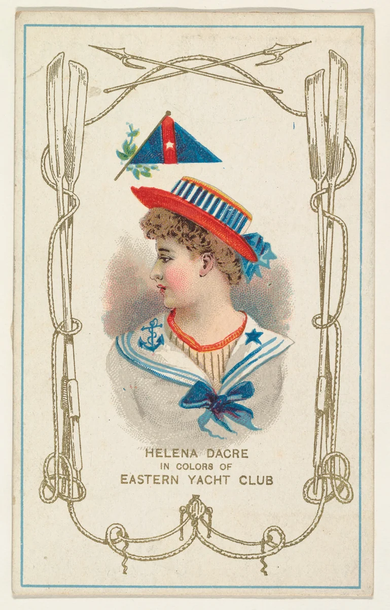 Helena Dacre in Colors of Eastern Yacht Club, from the Yacht Colors of the World series (N140) issued by Duke Sons & Co. to promote Honest Long Cut Tobacco by W. Duke, Sons & Co., print, 1890