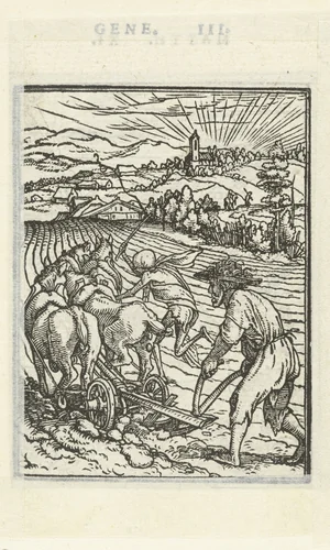 Boer en de Dood by Hans Holbein, print, 1524-1526